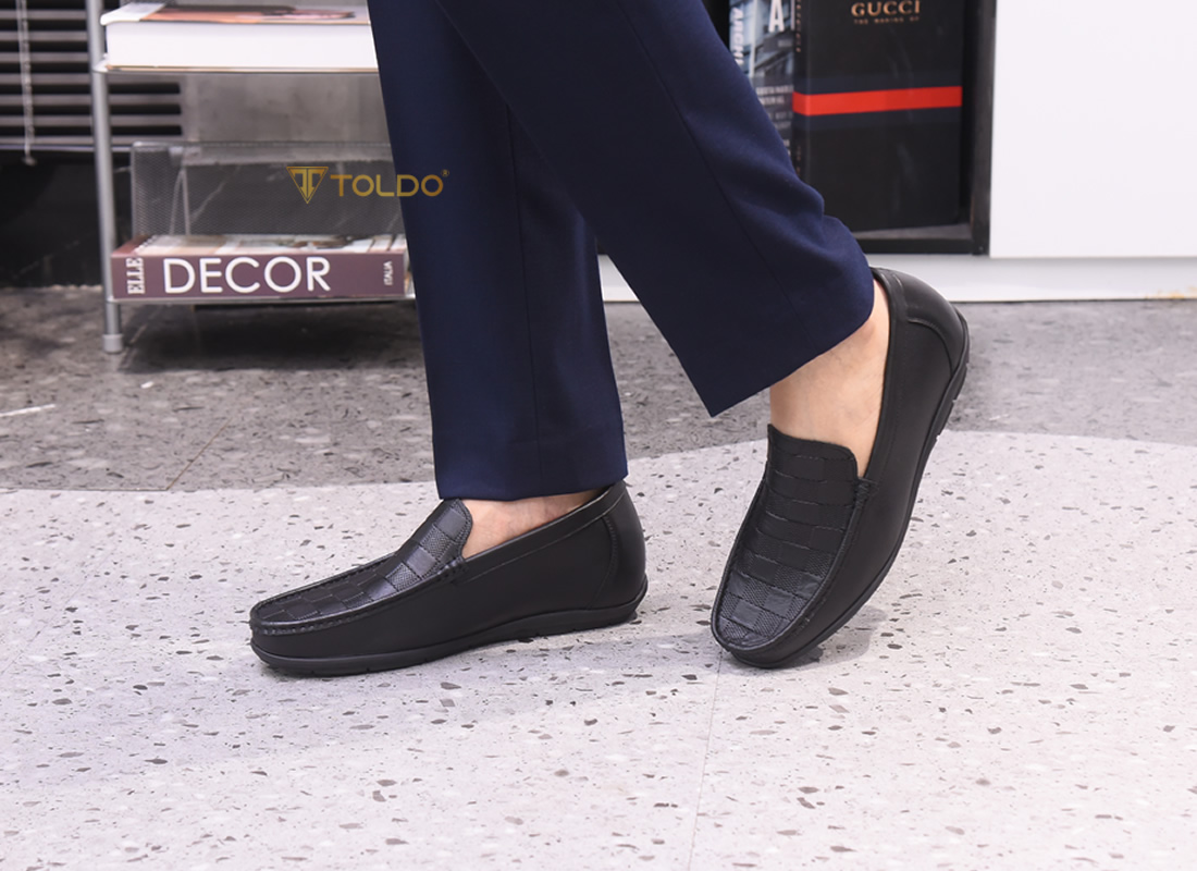 Giày cao 6cm siêu nhẹ vân kẻ caro 6